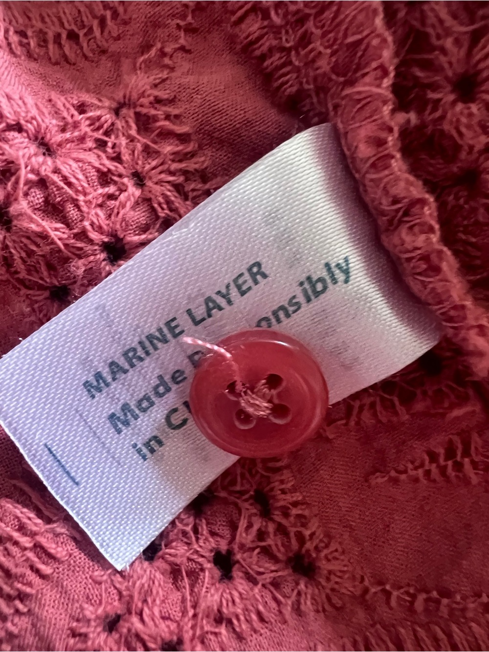 Marine Layer Coral Pink Eyelet Midi Dress - Picture 7 of 7